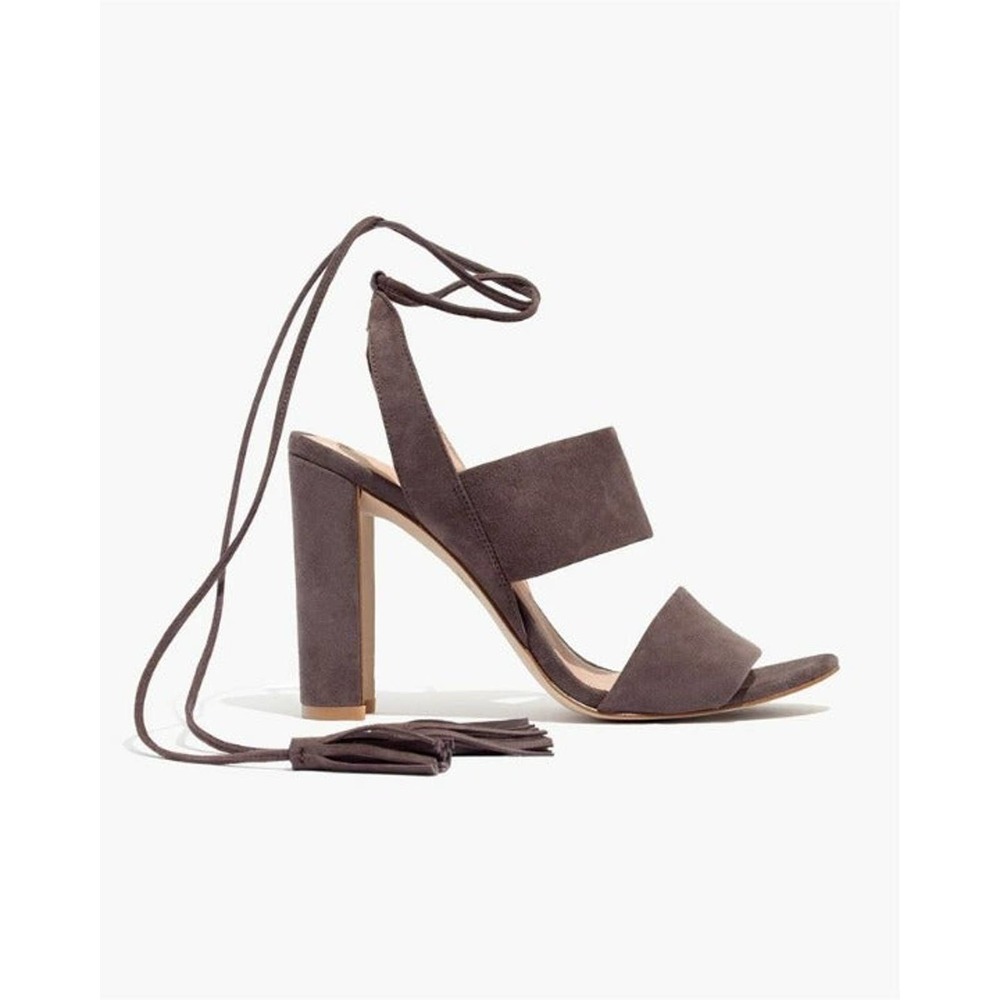Brand New Madewell The Octavia Tassel Black Suede Heeled Sandals Women's US 8.5